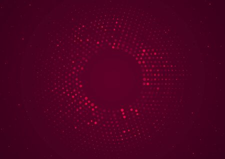 Red Circle Halftone Background - Circular Dotted Pattern with Glowing Effect and Glitters, Vectorのイラスト素材