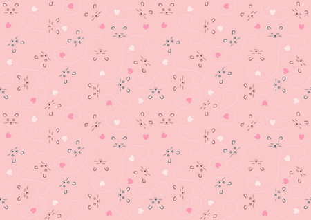 Seamless Baby Pattern with Animal Character and Decorations on Pink Background - Repetitive Print...
