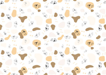 Seamless Baby Pattern with Dog Face and Spots - Repetitive Print Texture Illustration, Vectorのイラスト素材
