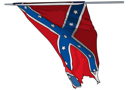 Flag of Confederate States Army in USA - Colored Illustration Isolated on White Background, Vector Graphicのイラスト素材