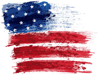 American Flag Painted with a Brush - Colored Illustration with Paintbrush Effect Isolated on White Background, Vectorのイラスト素材