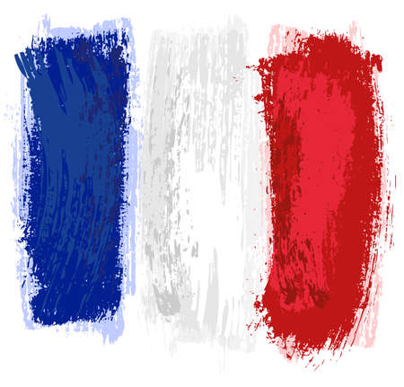 France Flag Painted with a Brush - Colored Illustration with Paintbrush Effect Isolated on White Background, Vectorのイラスト素材