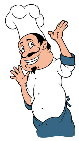 Smiling Chef Cook Character - Colored Cartoon Illustration Isolated on White Background, Vectorのイラスト素材