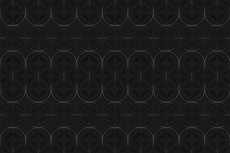 Dark Background with Repetitive Circle Seamless Pattern - Geometric Texture in Shades of Metallic...