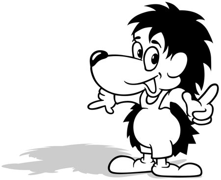 Drawing of a Smiling and Talking and gesturing Hedgehog - Cartoon Illustration Isolated on White Background, Vectorのイラスト素材