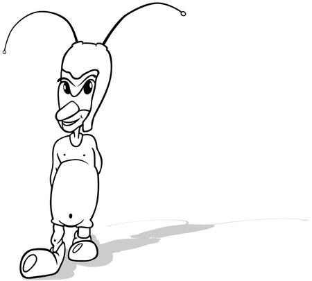 Drawing of a Forest Beetle with a Slender Body - Cartoon Illustration Isolated on White Background, Vectorのイラスト素材