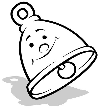 Drawing of a Smiling Christmas Bell - Cartoon Illustration Isolated on White Background, Vectorのイラスト素材