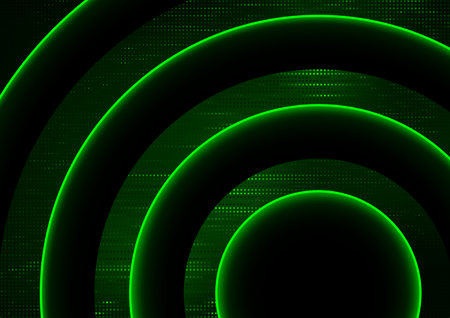 Abstract Circular Background with Neon Green Backlight and Futuristic Pattern - Modern Colored Illustration in Technical Style, Vectorのイラスト素材