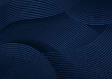 Modern Abstract Background with Wave Curves - Dark Blue Illustration, Vectorのイラスト素材