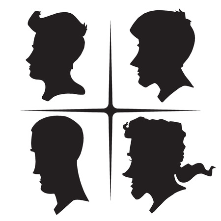 Vector isolated image of a set of character face silhouette profileのイラスト素材