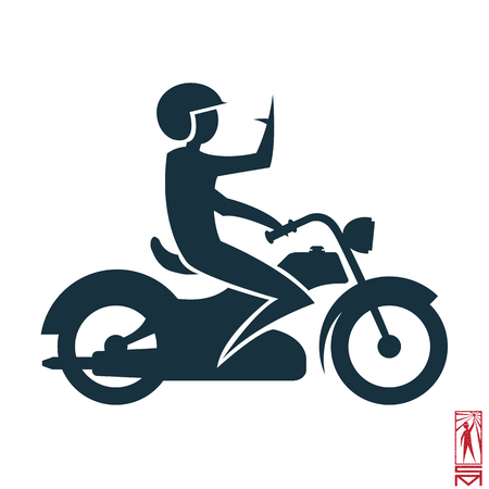 Man Person Basic body position Stick Figure Icon silhouette vector sign,biker, bike, helmet, rider, racer, motorcycleのイラスト素材