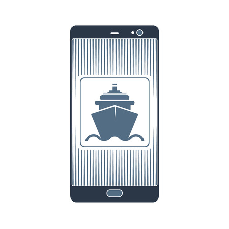 Vector isolated image of the symbol of the ship's boats on the phone screenのイラスト素材