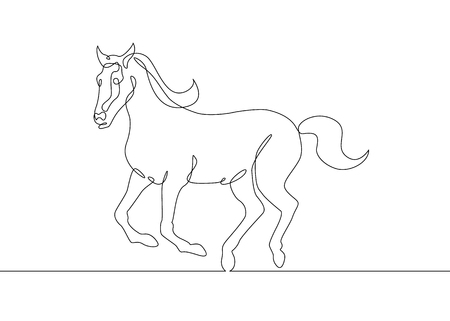 Continuous one line drawing of a horseのイラスト素材