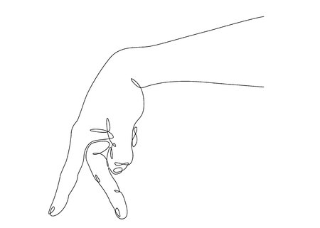 Continuous one line drawing hand palm fingers gestures. Fingers like legsのイラスト素材