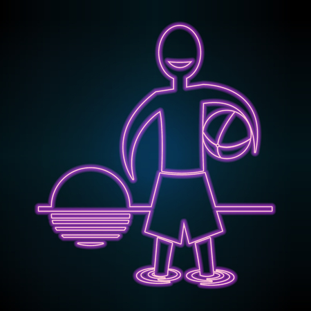 Vector neon image stick figure standing near the sea.のイラスト素材