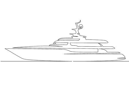 Continuous one line drawing of sailboat yacht modern.のイラスト素材