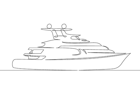 Modern yacht continuous line illustration.のイラスト素材