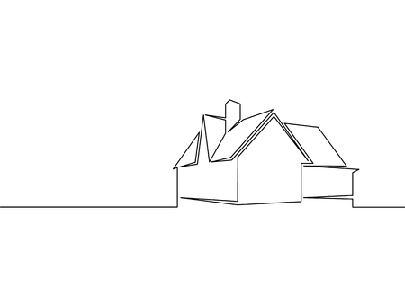 One line logo design of real estate house market agencyのイラスト素材