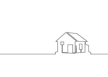 One line logo design of real estate house market agencyのイラスト素材