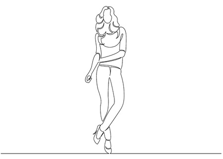 Continuous single drawn one line model podium high fashionのイラスト素材