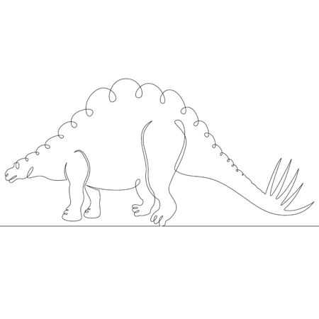 One continuous single line art doodle dinosaur.のイラスト素材