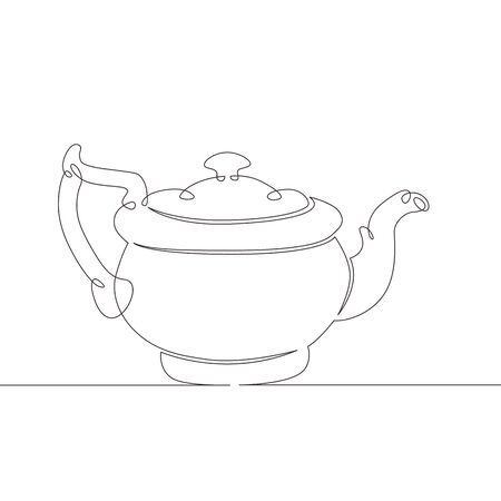One continuous single drawn line art doodle tea, coffee, pot, teapot, drink, kettle, beverage, ceramic, cafe . Isolated image  hand drawnのイラスト素材