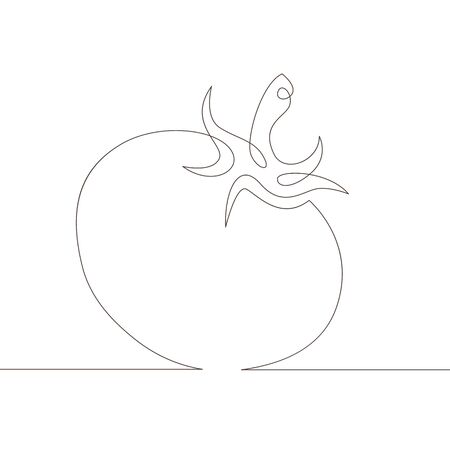 One continuous single drawn line art doodle whole tomato . Isolated image  hand drawnのイラスト素材