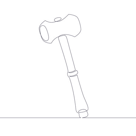 One continuous single drawn line art doodle medieval viking metal hammer . Isolated image  hand drawnのイラスト素材