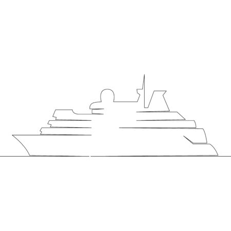 One continuous drawing line seagoing vessel, boat, ship .Single hand drawn art line doodle outline isolated minimal  illustration cartoon character flatのイラスト素材