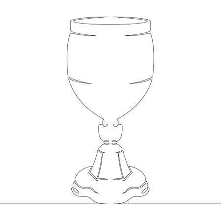 One continuous drawing line glass bowl goblet for alcoholic drinks and cup wine  side view .Single hand drawn art line doodle outline isolated minimal illustration cartoon character flatのイラスト素材
