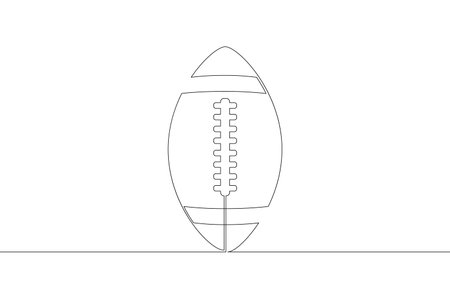 American football ball. Game sports equipment. One continuous drawing line  single hand drawn art doodle isolated minimal illustration.のイラスト素材