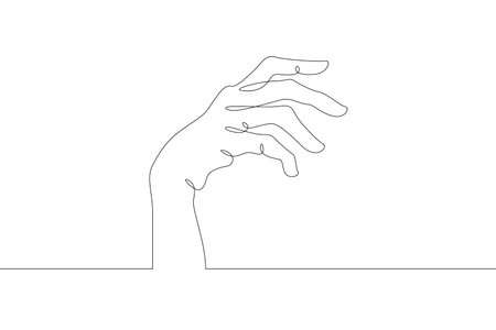 Wrist. Palm gesture. Different position of the fingers. Sign and symbol of gestures. One continuous drawing line  single hand drawn art doodle isolated minimal illustration.のイラスト素材