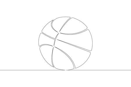 Basketball ball. Game sports equipment. One continuous drawing line  single hand drawn art doodle isolated minimal illustration.のイラスト素材