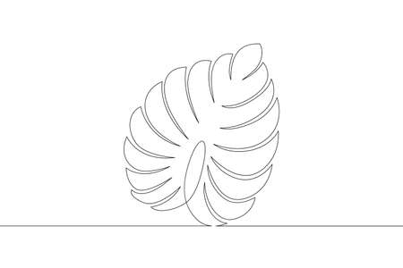 Deciduous tree leaf. Leaves. One continuous drawing line single hand drawn art doodle isolated minimal illustration.のイラスト素材