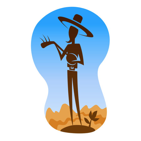 Mexican in a sombrero with a guitar. Mexico. Stick man doodle silhouette outline. Figure , minimalism concept.のイラスト素材