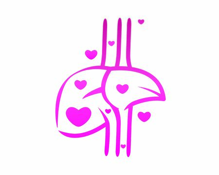 Healthy Liver and Digestion Flow combined with Love Symbolのイラスト素材