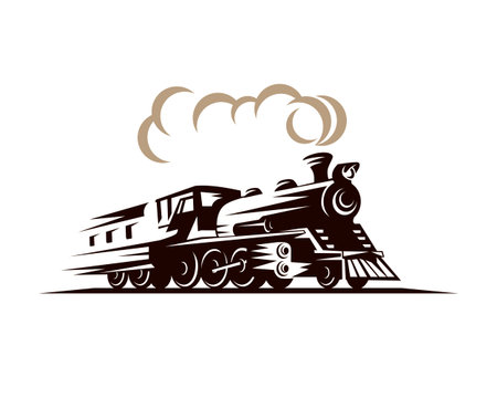 Vintage and Old Locomotive or Train Silhouette Illustration