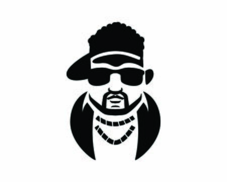 Rapper Head Illustration with Silhouette Styleのイラスト素材