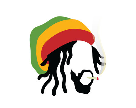 Rastafarian Symbol with a Man Smoking Weed Illustrationのイラスト素材