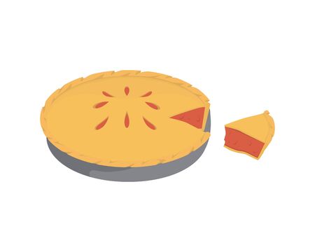 Detailed Pie with the Slice Illustrationのイラスト素材