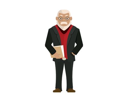 Detailed Senior Professor or Scientist with Cool Gesture Illustrationのイラスト素材