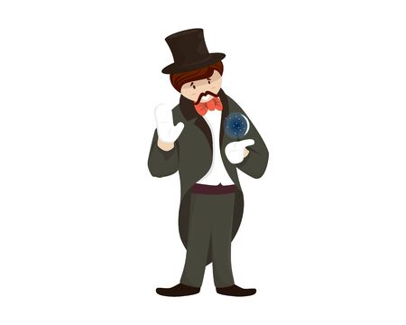 Magician in a Cloak and Hat Illustrationのイラスト素材