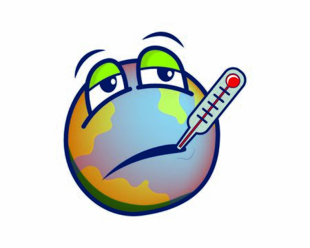 Sick Earth with Thermometer llustration with Cartoon Styleのイラスト素材