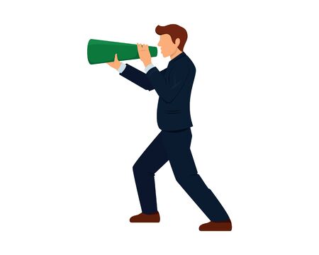 Businessman Shouting with Speaker Illustrationのイラスト素材