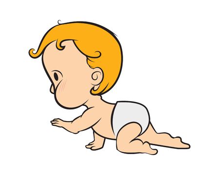 Crawling Baby Illustration with Cartoon Styleのイラスト素材