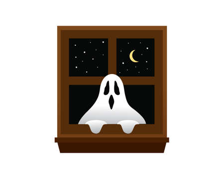 Scary Ghost Flashing within Windowのイラスト素材