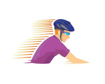 A Man Cycling with Fast of Speedのイラスト素材