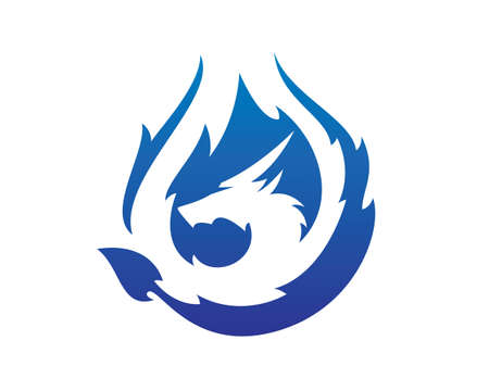 Blue Flaming Fire Dragon Vectorのイラスト素材