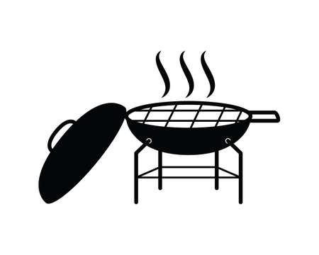BBQ Grill Illustration with Silhouette Style Vectorのイラスト素材