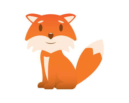 Cute and Sweet Fox with Sitting Gesture Illustration Vectorのイラスト素材